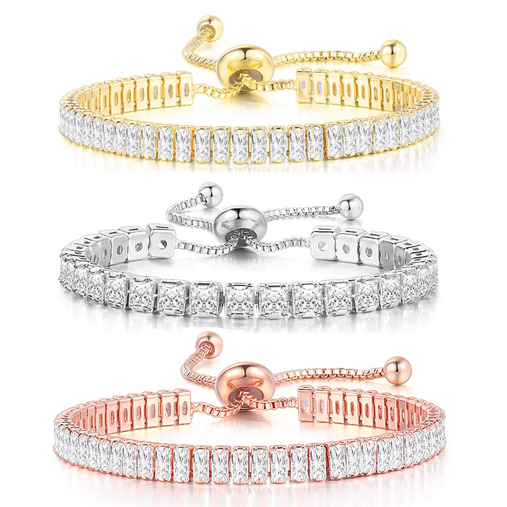 Zircon Tennis Bracelet Adjustable Various Size Tennis Bracelet For Women Geometric Clear Zircon Wedding Party Jewellry Items DZH007