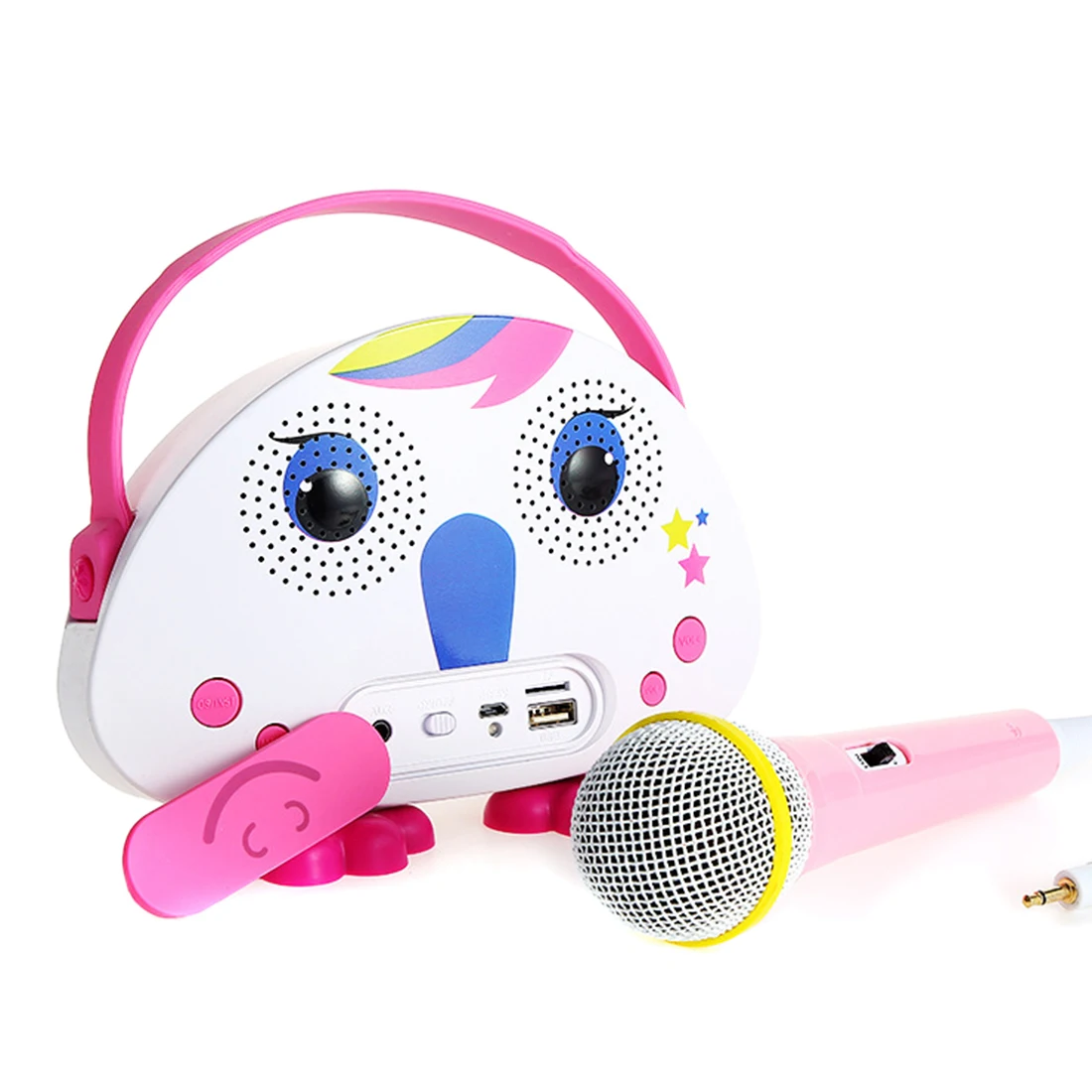  Children Portable Bluetooth Speaker Wireless Soundbar Karaoke Machine With Microphone - Black/Pink