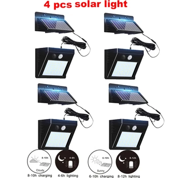 

2/4pcs 100/56/30 LED Solar Light Outdoor Solar Lamp PIR Motion Sensor Solar Panel Night Security Wall Light Garden Yard Path Wat