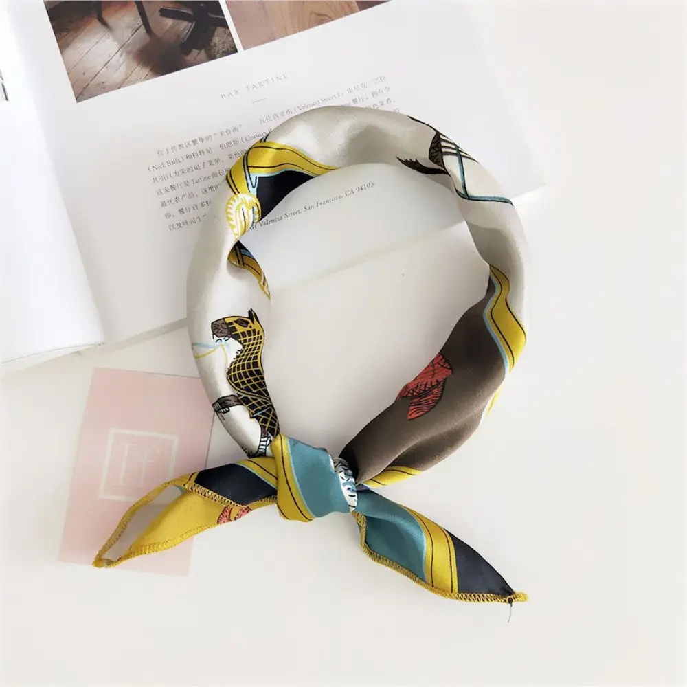 Women Silk Neckerchief Attendants Waiter Flight Satin Business Smooth Retro Head Band Stripe Small Square Scarf Scarves |