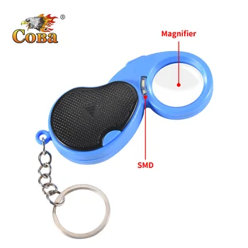 

COBA mini flashlight plastic led keychain waterproof built-in button battery magnifier portable tactical flashlight keychain