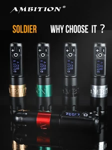 Ambition Soldier, беспроводная тату-машинка, ручка, аккумулятор с портативным блоком питания, 1950 мАч, цифровой светодиодный дисплей для боди-арта