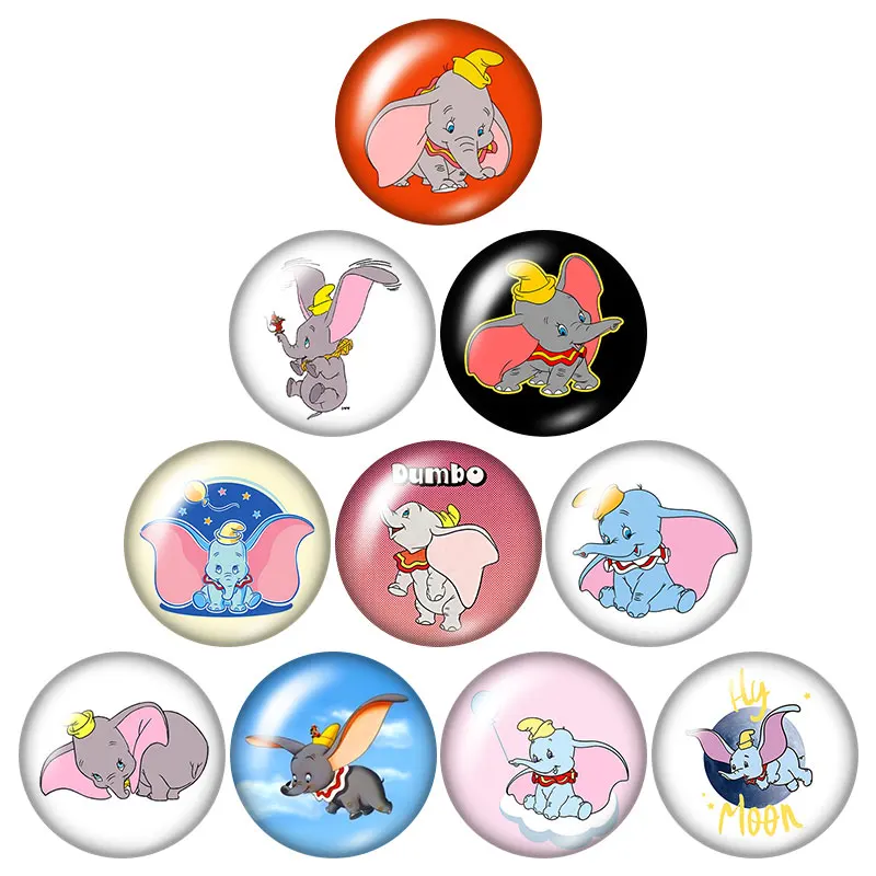 DB1061 Мультфильм лапы собаки Dumbo дома 18 мм кнопки 10 шт смешанный круглый стеклянный кабошон стиль для украшение с защелкой - Цвет: DB1061
