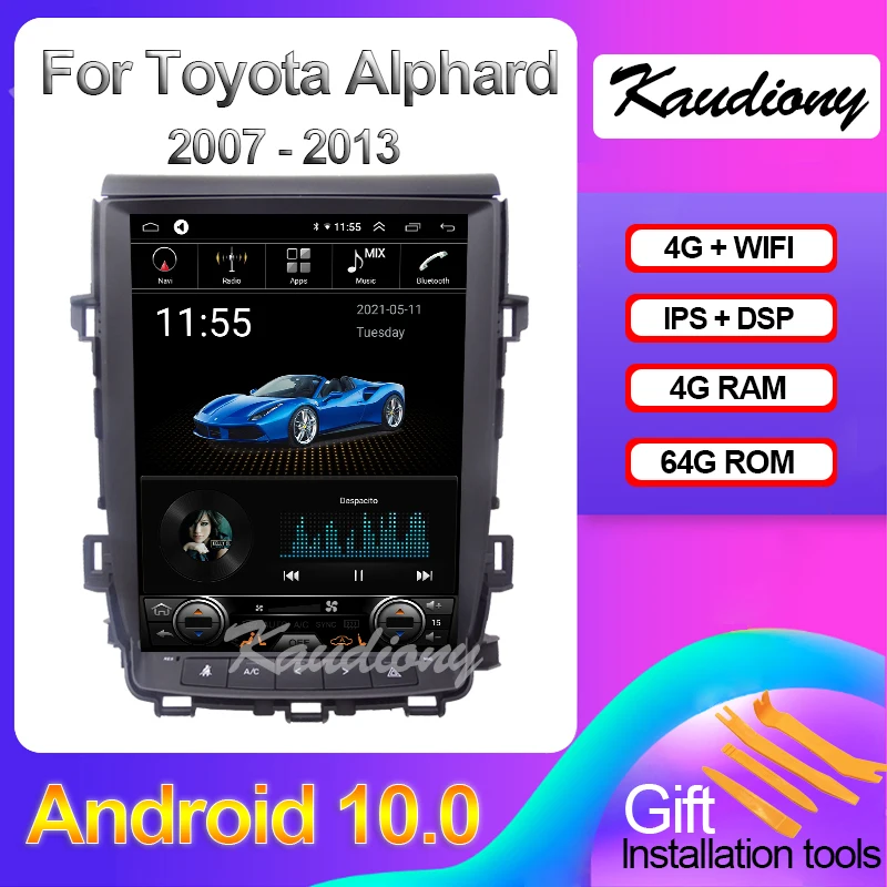 Автомагнитола Kaudiony мультимедийный проигрыватель для автомобилей Toyota Alphard 10 4