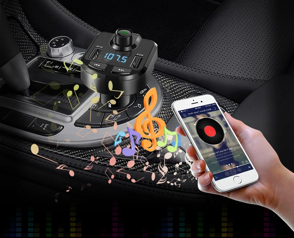 Автомобильный комплект громкой связи беспроводной Bluetooth fm-передатчик lcd MP3-плеер USB зарядное устройство 3.1A Hands Free ZIQIAO BT36