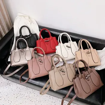 

Retro Crocodile Pattern Designer Handbags For Women 2020 Luxury Solid Color Leather Shoulder Bag Fashion Ladies Small Tote Bags