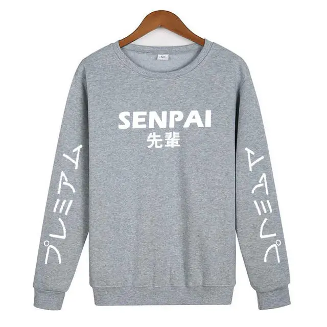 O Gray White Модная Японская уличная толстовка с капюшоном SENPAI несколько цветов для мужчин и женщин пуловер sudadera hombre черный 2XL JA299 - Цвет: O Gray White