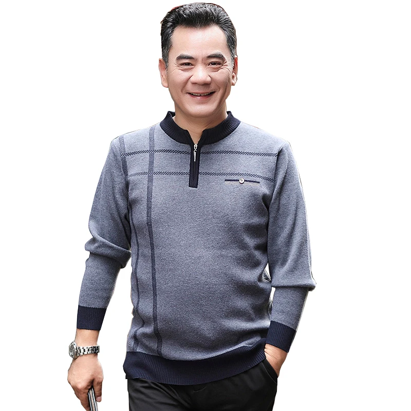 

4 Colors Zipper Winter Pullovers Men Autumn Long Sleeve Plain Color Knitted Sweater Man Casual 2019 Clothing Blend Wool Sweaters