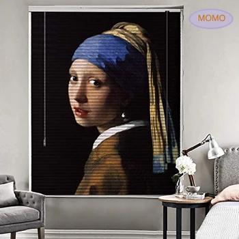 

MOMO Blinds Patterned Zebra Custom Blinds,The Girl,by Johannes Vermeer,Premium 2.5cm Blackout Light Filtering Horizontal