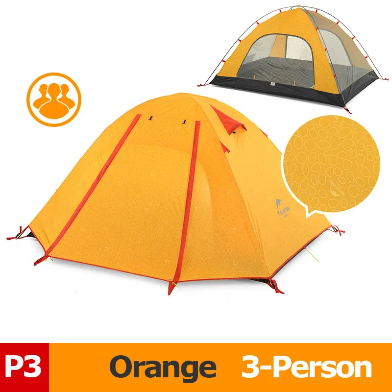 Naturehike NH15Z003-P двухслойная УФ-защита 3 сезона 2 3 4 человек Мужская палатка для альпинизма Кемпинг Туризм Водонепроницаемый - Цвет: 3-Person Orange