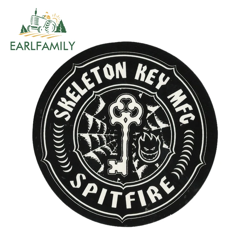 

EARLFAMILY 13cm x 13cm SKELETON KEY MFG SPITFIRE Motorcycle Body Decal Car Stickers Vinyl Bumper Window Decal Accessories