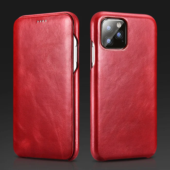 Red ICarer для iPhone 11 Pro максимальный чехол Роскошный Винтажный чехол из натуральной кожи жесткий защитный флип-чехол для телефона iPhone 11 задняя крышка - Цвет: Red