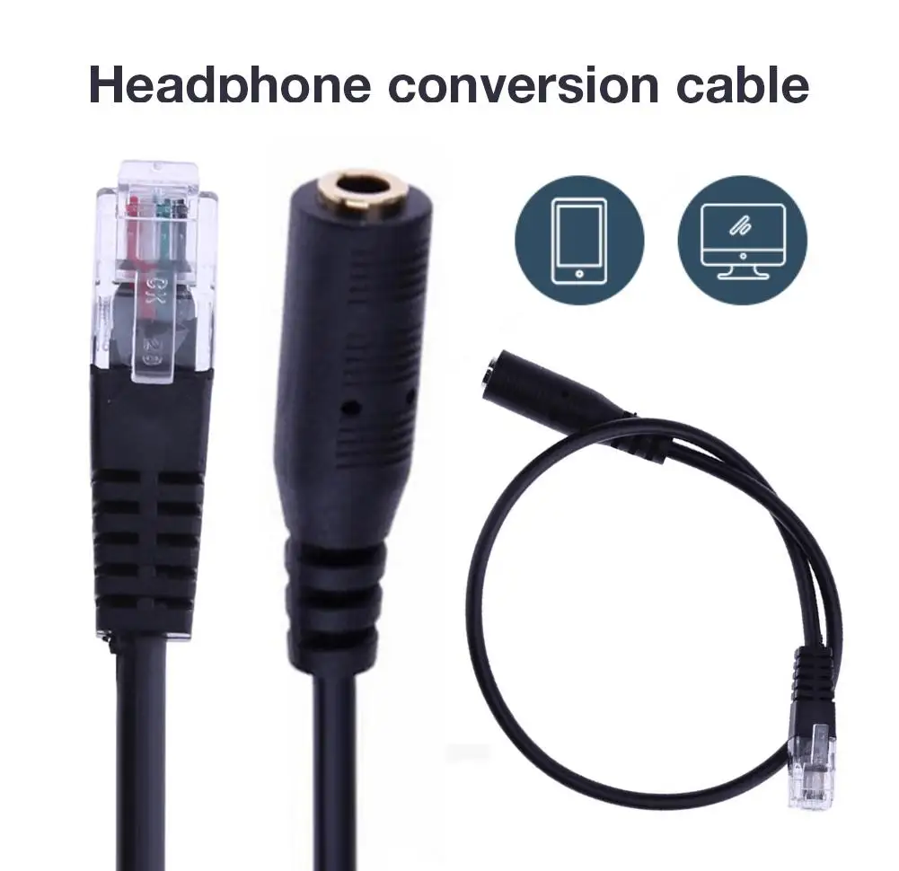 Phone Adapter Smartphone Round Heads 3.5mm To RJ9 Convertor Cable PC Computer Headset Telephone Connector |