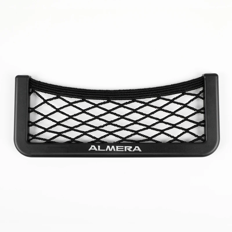 1pcs Car Seat Side Back Storage Net Bag Phone Holder Pocket Organizer for Nissan Almera G15 N16 Car-Styling Accessories
