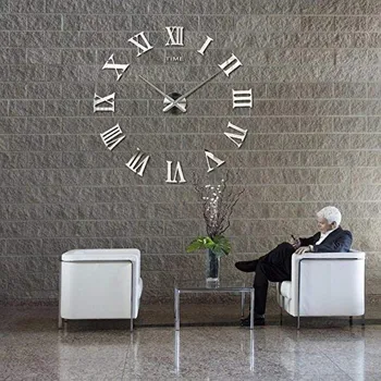 

Modern DIY Number Wall Clock 3D Mirror Surface Sticker Home Decor Art Giant Wall Clock Watch With Roman Numerals Big Clock8