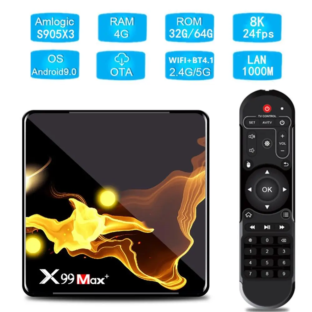 

Amlogic S905X3 BT4.1 TV Receiver Media Player Smart TV Box Android 9.0 Ultra HD 8K 2.4G&5G WIFI Set Top Box 4GB 32GB 64GB 128GB