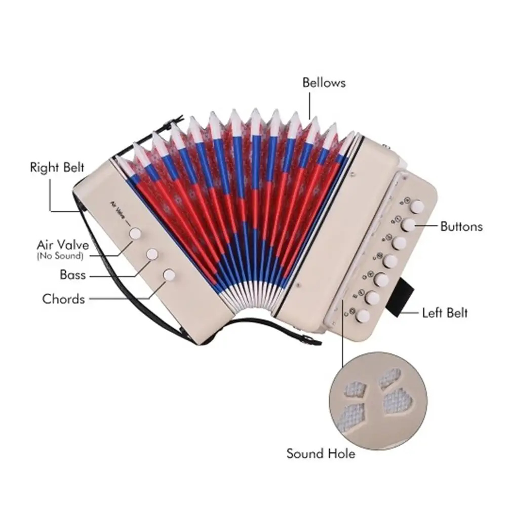 Детский аккордеон Семь ключей с 3 воздушным клапаном обучающая игрушка Аккордеоны музыкальный инструмент для раннего детского обучения