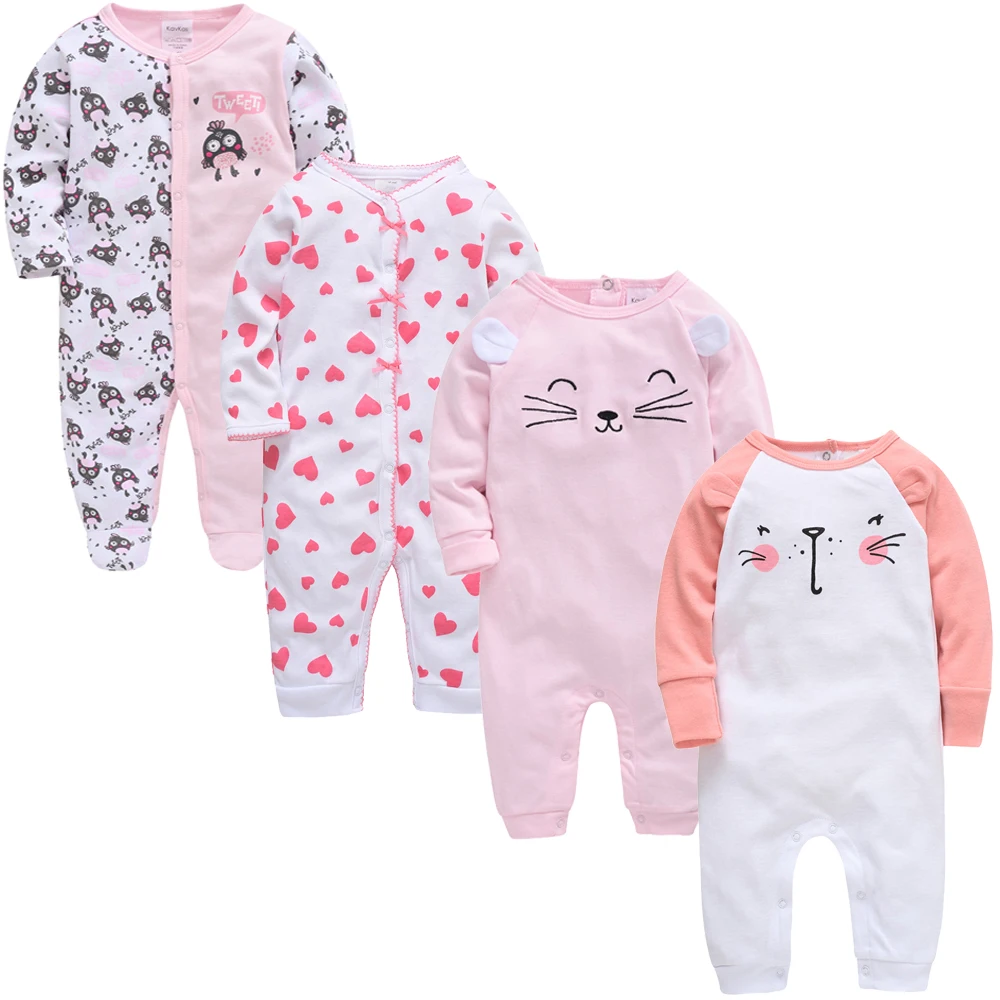 Новинка, 3 4 шт./партия, одежда для маленьких девочек, roupa de bebes, одежда для маленьких мальчиков, комплект одежды для малышей с рисунком, хлопковый комбинезон для новорожденных 0-12 месяцев - Цвет: 232343839