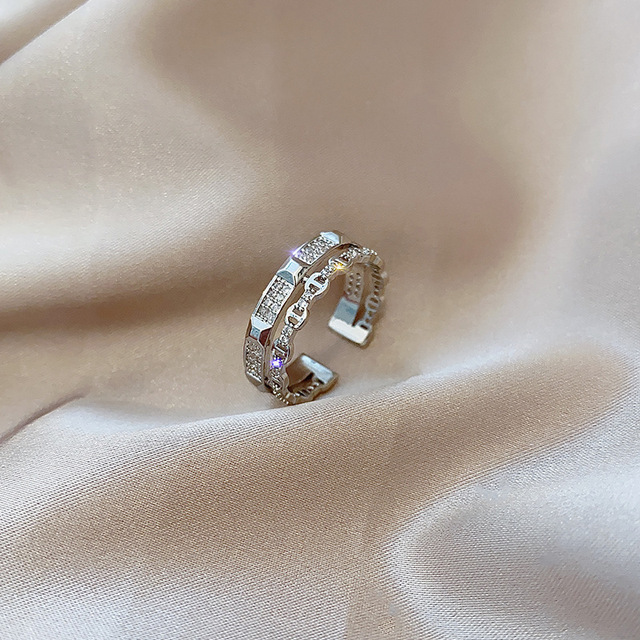 Sexy Zircon Open Rings For Women Trend Heart Pearl Wedding Party Adjustable Ring Girls Elegant Jewelry Gifts