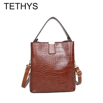 

TETHYS Stone Pattern Women Bucket Bags Luxury Handbags Women Bags Designer Leather Shoulder Bag Women Messenger Bag Bolso Mujer