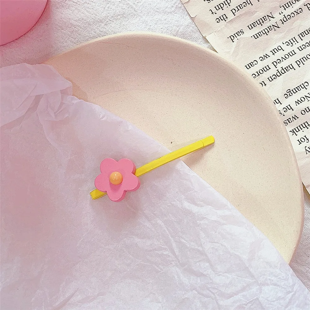 

Girl Candy Color Flower Hair Clip Slip Clip Frosted Color Horsetail Clip Hair Clip