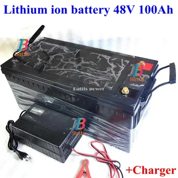 

waterproof lithium 48V 100AH li ion battery With BMS for 3500W 5000W scooter boat engine Solar energy storage +10A charger