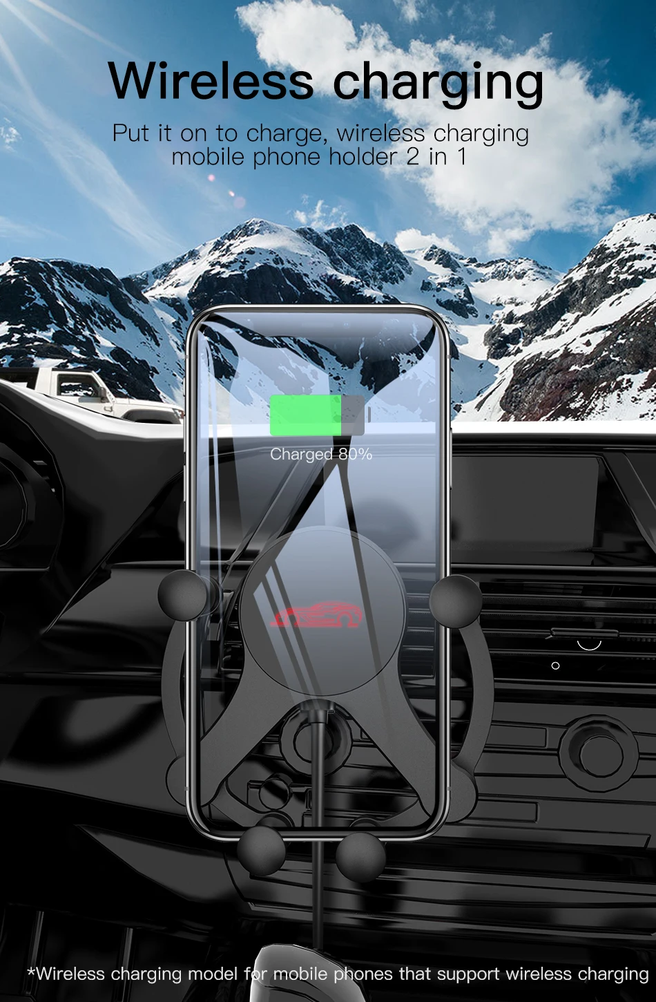 !ACCEZZ Qi Car Fast Wireless Charger For iPhone 8 8 Plus 11 Pro XS Samsung S10 S9 Huawei Mate 20 Universal Air Vent Phone Holder (2)