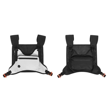 

2x Men Chest Rig Streetwear Outdoor Sports Waist Bag Climbing Shoulder Bag Phone Money Belt Chest Bag White & Black