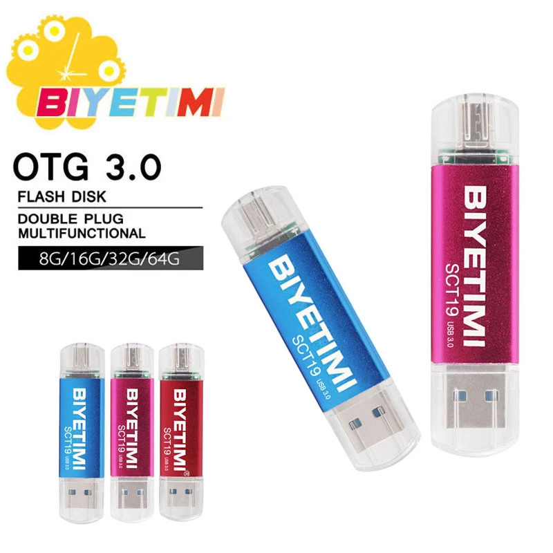 Usb-флеш-накопитель Biyetimi OTG 3 0 128 ГБ 64 32 карта памяти с реальной емкостью для
