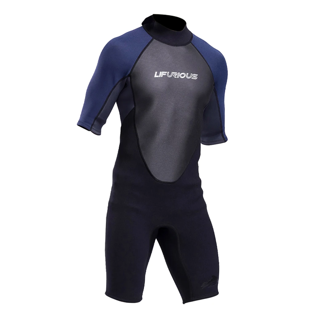 Men's 3mm Summer Wetsuit Adults Full Suits Swimming Diving Swimsuits Short Sleeve Neoprene Cold Water Jumpsuit Warm Swimwear