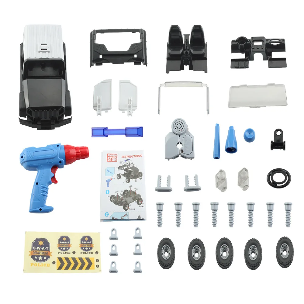 DIY Assembling Car Model Kits Kids Toy Montessori Materials Screw Nut Building Blocks Educational Toys For Children Electric Car