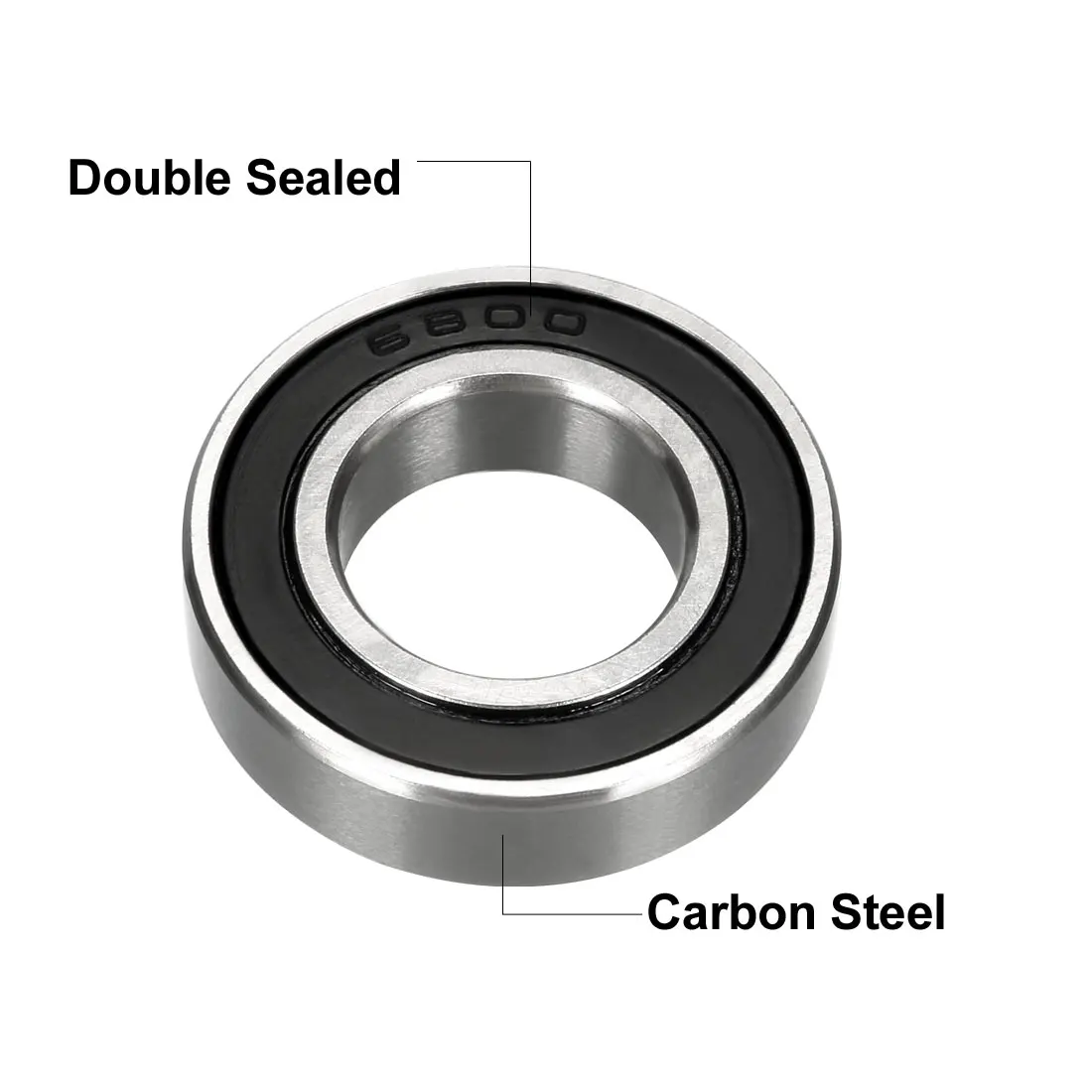 Uxcell-6800-2RS 깊은 홈 볼 베어링, 이중 밀봉 1180800, 10mm x 19mm x 5mm 탄소강 베어링, 10 개