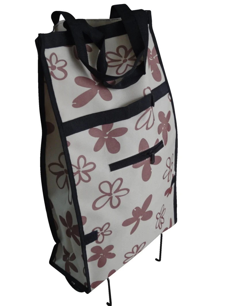 Brown flower Маленькая тележка для покупок, органайзер для еды, сумка на колесиках, сумки, складные переносные сумки для покупок, купить Сумка для овощей, буксировочная посылка - Цвет: Brown flower