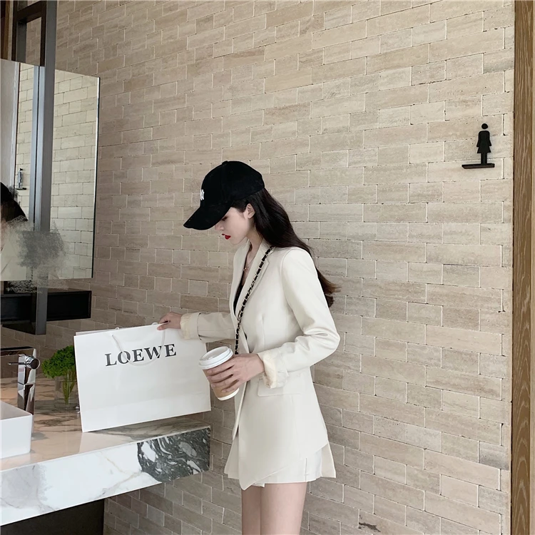 Осенняя одежда, стиль, Hong Kong Flavor CHIC Charade, однотонный костюм, куртка+ плиссированная юбка с высокой талией, комплект из двух предметов, 8930