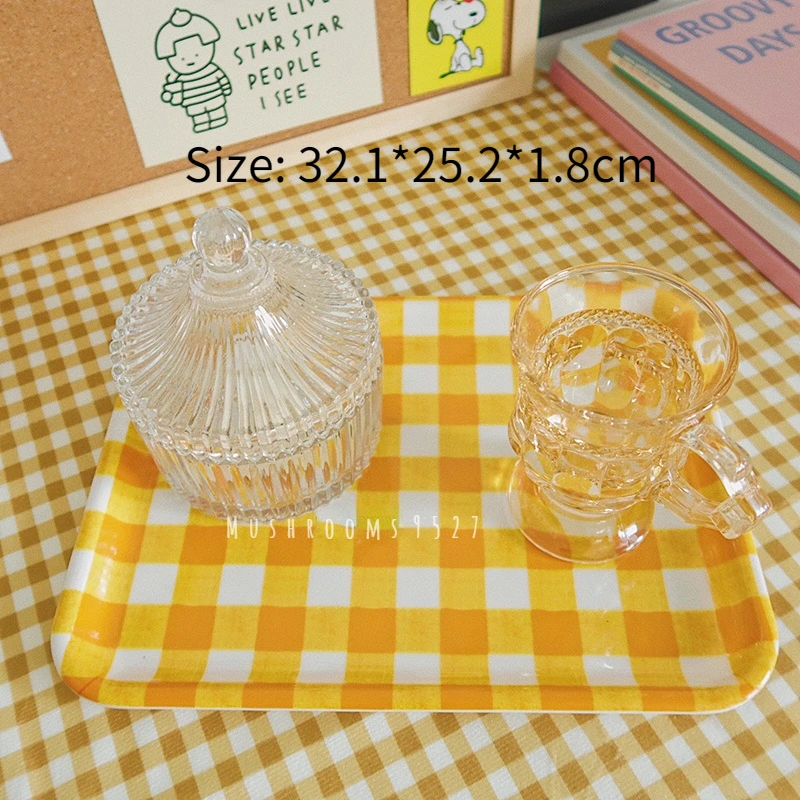 Lattice Tray Melamine Rectangular Plastic Cake Household Bread Meal Delivery Dinner Plate Korean Cute Yellow