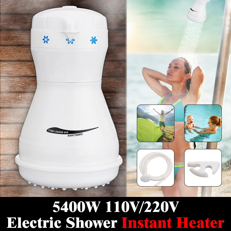 

Mini 5400W 110V/220V Electric Water Shower Head with Hose Bracket Temperature Controller Winter Supply