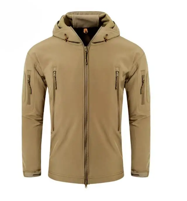 Men Woodland Digital Camouflage Jackets Outdoor Waterproof Windproof Coats Military Warm Fleece Tactical Softshell Jacket - Цвет: Хаки