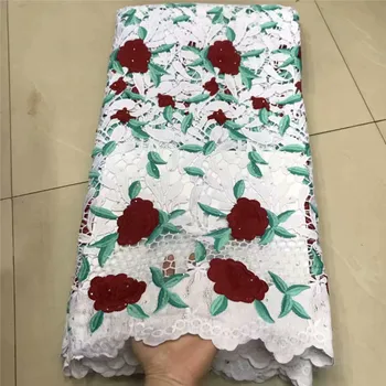 

Beautiful Flower African Guipure Lace Fabric White & Wine High Quality African Water Soluble Cord Lace Fabric New Nigerian Lace