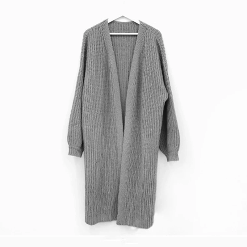 Sungtin Casual Long Knitted Cardigan Women Vintage Black Loose Sweater Coat Solid Oversized Jumper Outwear Autumn Winter 3 Color