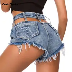 1 шт., женские джинсы с высокой талией, джинсовые шорты 2019, летние джинсовые шорты из хлопка с дырками, женские обтягивающие сексуальные