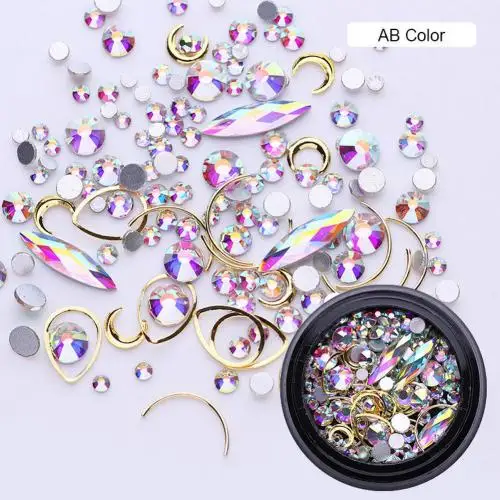 Ab Color Украшения для нейл-арта, модные DIY блестящие стразы, геометрический сплав, дизайн ногтей, 3D украшение, Маникюрный Инструмент для красоты, горячая распродажа - Цвет: Ab Color