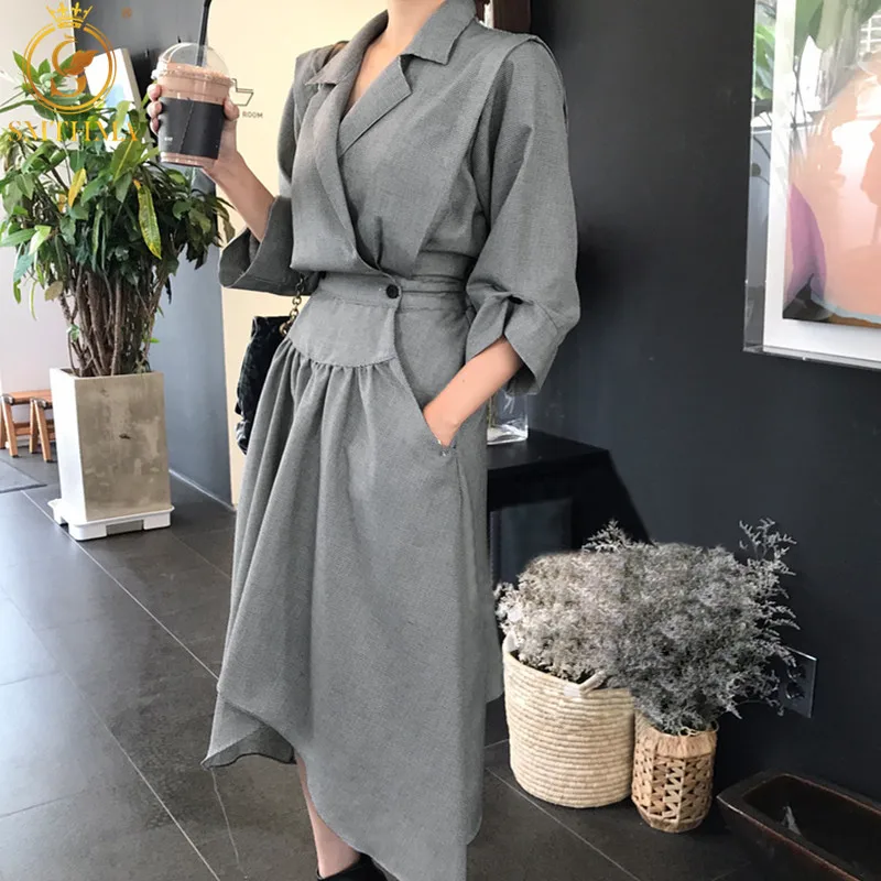 Женское платье с завышенной талией SMTHMA черное в клетку весна 2020|dress quality|dress dress