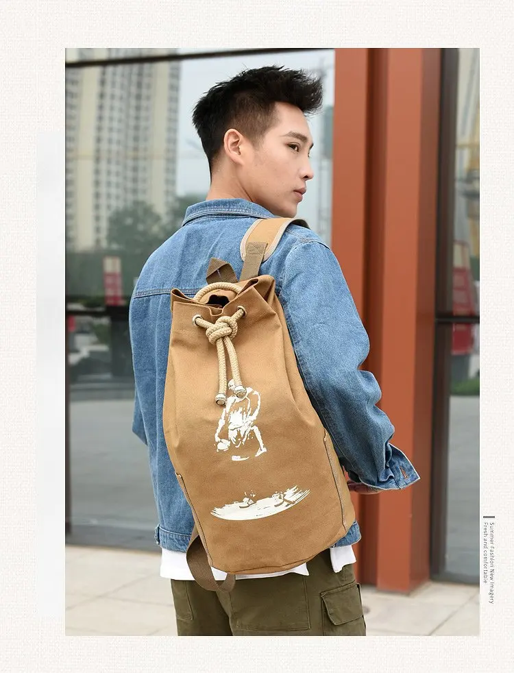 

Fashion Large Capacity Travel Backpack MEN'S Backpack Outdoor Travel Sports Bag Canvas Drawstring Backpack Men's