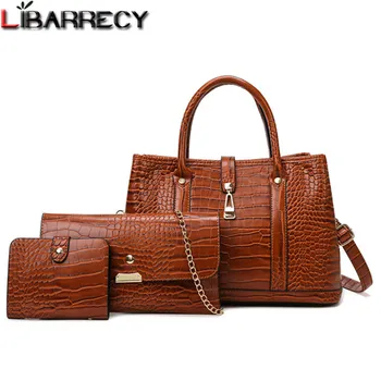 

3/piece Set Stone Pattern Pu Leather Handbag Designer Scarves Chain Crossbody Bags for Women's Vintage Casual Shoulder Bag Bolsa