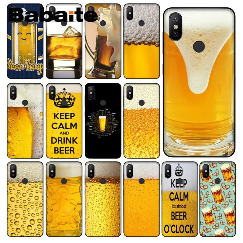 beer foam Black TPU Soft Phone Case Cover For redmi 7 5plus 5A 6pro 4X note5A note6pro note7 funda
