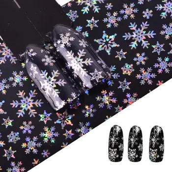 

2021 Nail Art DIY Transfer Stickers Snowflakes Manicure Nail Art Decor Slider Watermark Foil Tip Christmas Nail Stickers Decal