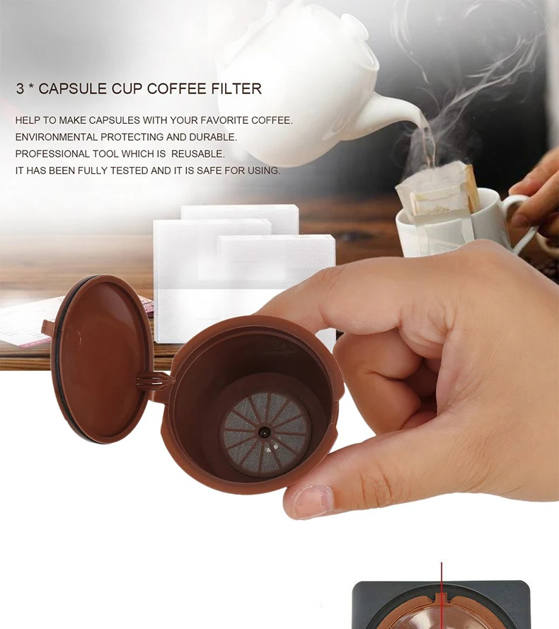 Coffee filter Refillable capsule filter cup Reusable coffee bag Barista's tools Espresso tool Compatible with nestle Dolce Gusto