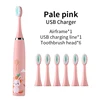 Children Electric Toothbrush Children Cute Cartoon Pattern Waterproof Smart Cleaning IPX7 Sonic Electric Toothbrush For Kids Pink