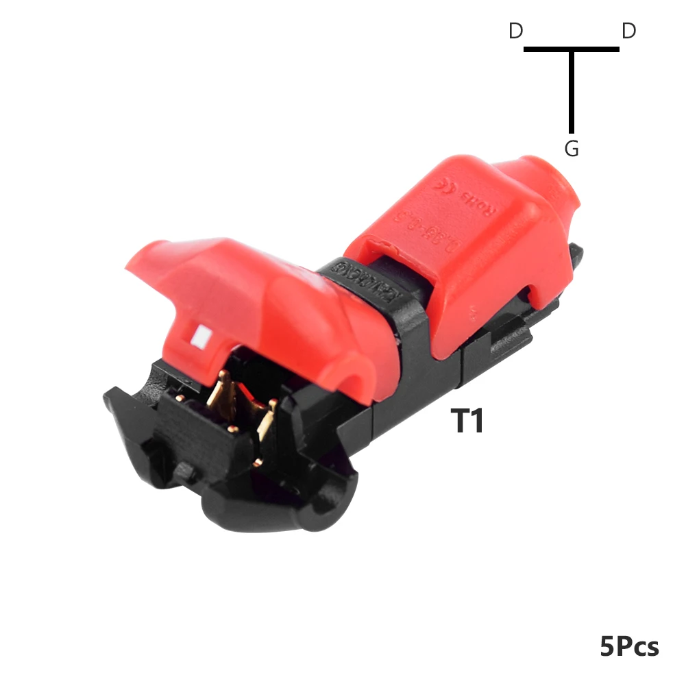 Red T shape 1Pin 5 шт. I T форма Быстрый соединительный провод монтажный Электрический разъем для 2 Pin 1Pin 22-18 AWG для светодиодов ленточный кабель автомобильные аудио терминалы - Цвет: Red T shape 1Pin