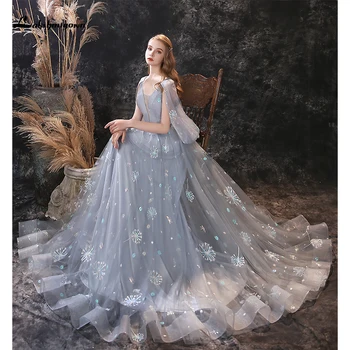 

Elegant Sparkle & Shine A-Line Formal Evening Dress 2020 With Jacket V Neck Sleeveless Floor Length Lace with Dandelion vestidos